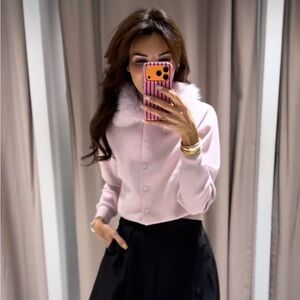 ZARA NWT Cardigan w Detachable Fur Collar